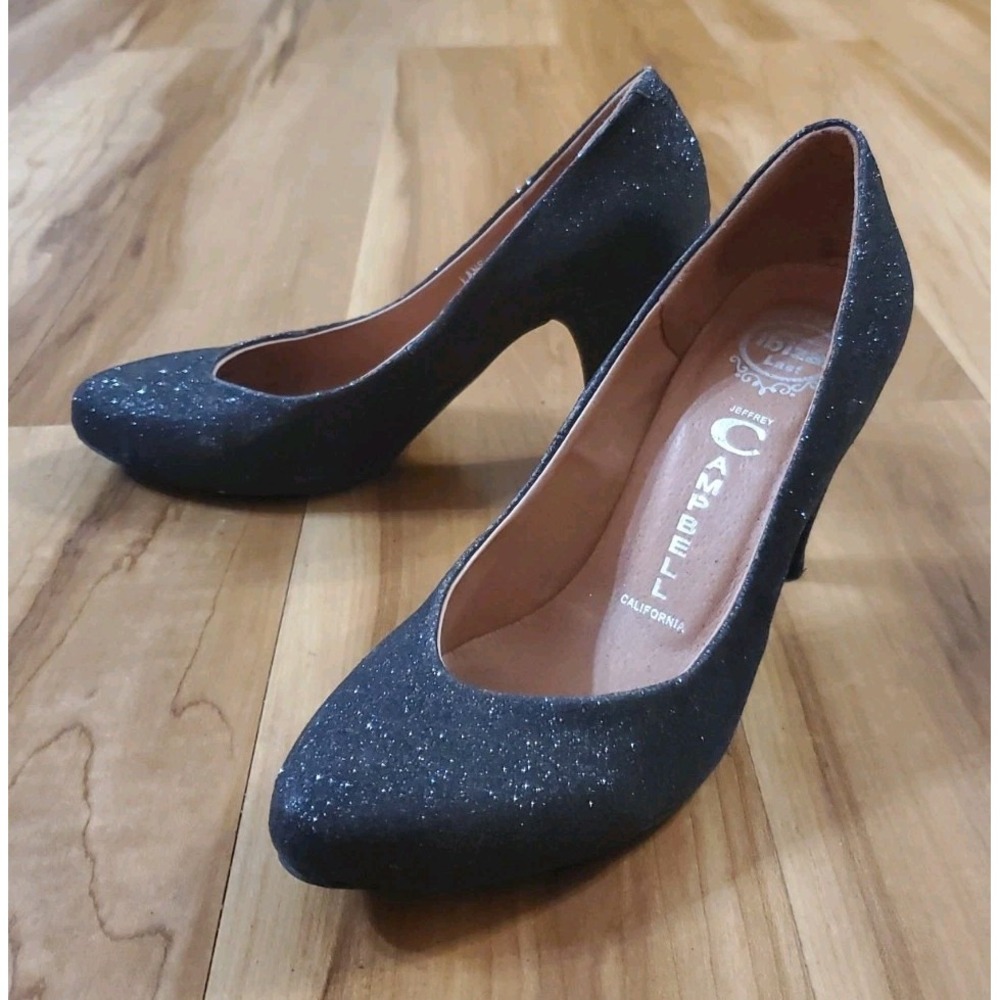 Jeffrey Campbell Ibiza Last Sparkle Glitter Heels Round Toe Pumps Size 6